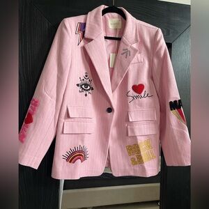 ALAYNA AMOUR PINSTRIPE BLAZER - PINK